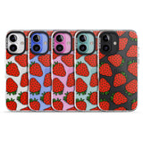 iPhone 16 Pro Max Strawberry Pattern Black Impact Phone Case