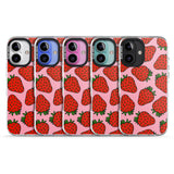 iPhone 16 Pro Max Strawberry Pattern (Pink) Black Impact Phone Case