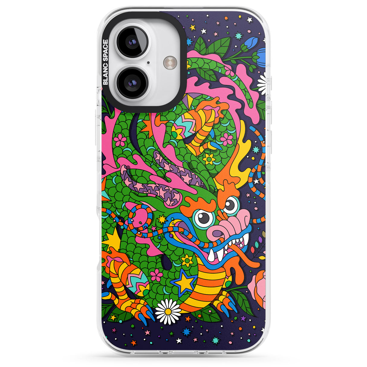 iPhone 16 Pro Max Psychedelic Jungle Dragon (Purple) Black Impact Phone Case