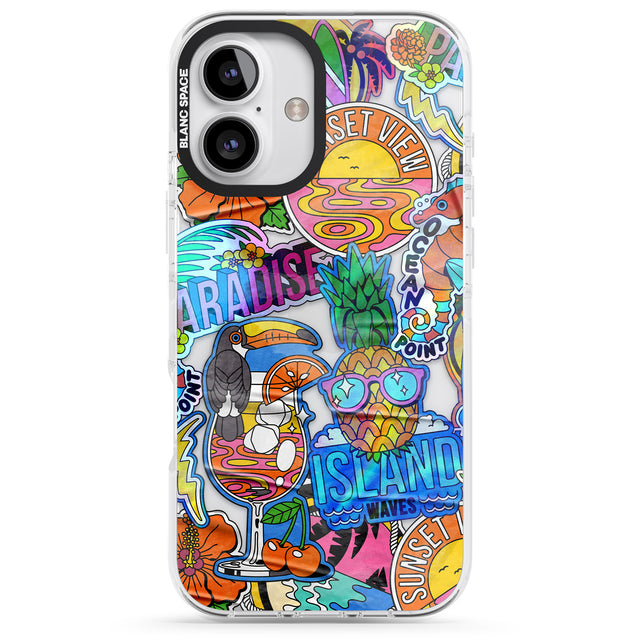 iPhone 16 Pro Max Tropical Vibes Collage Black Impact Phone Case