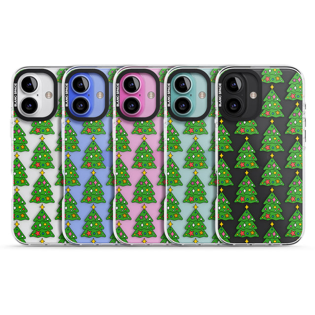 iPhone 16 Pro Max Christmas Tree Pattern (Clear) Black Impact Phone Case