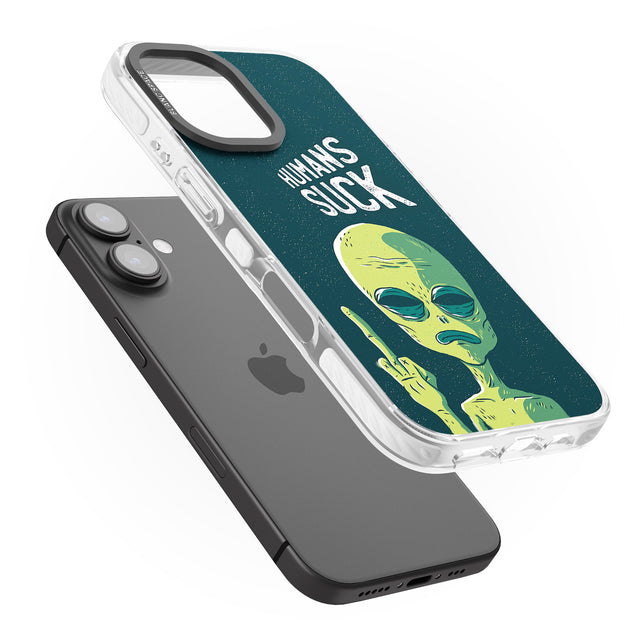 iPhone 16 Pro Max Humans Suck Alien Black Impact Phone Case