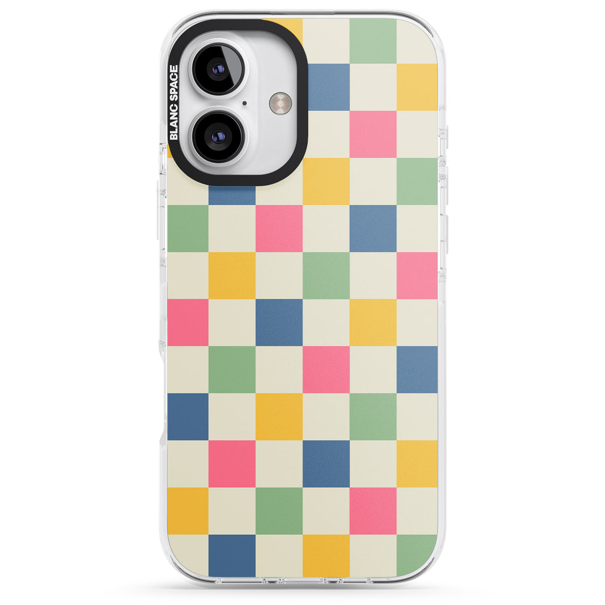 iPhone 16 Pro Max Pastel Multicolor Checkered Black Impact Phone Case + Magsafe