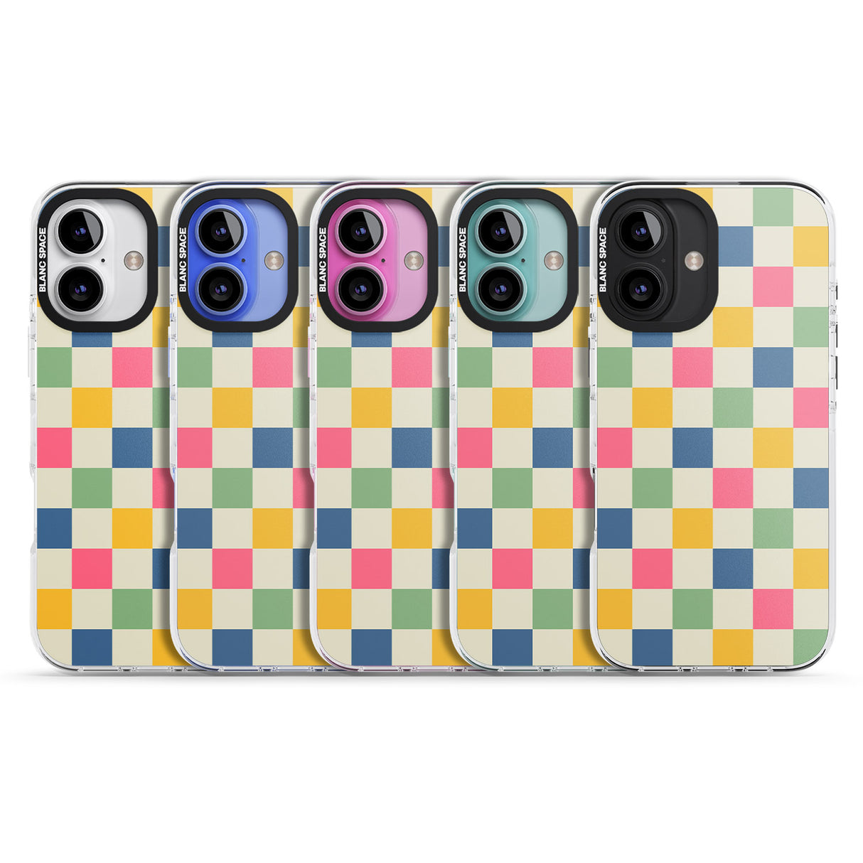 iPhone 16 Pro Max Pastel Multicolor Checkered Black Impact Phone Case + Magsafe