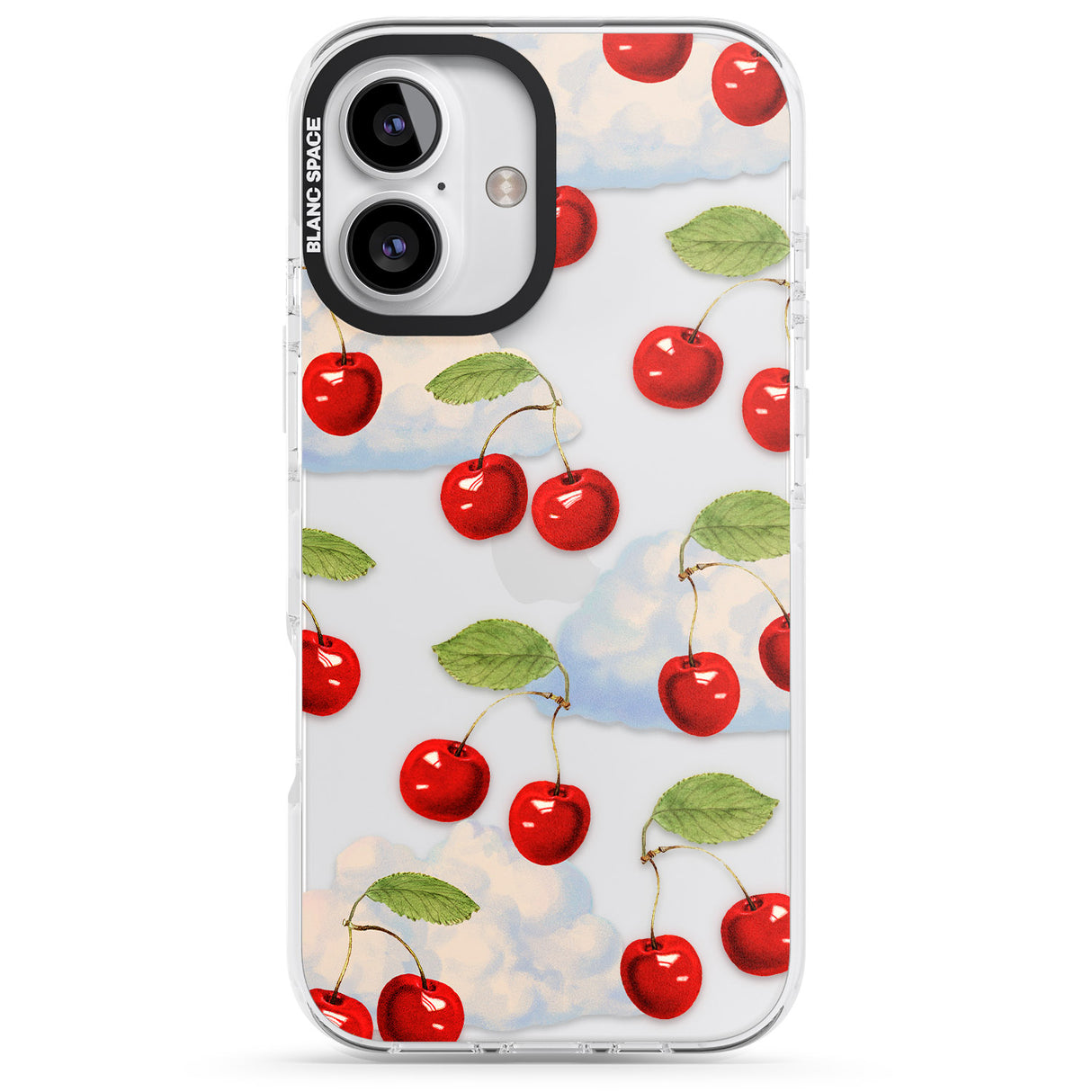 iPhone 16 Pro Max Vintage Cherries & Clouds Black Impact Phone Case + Magsafe