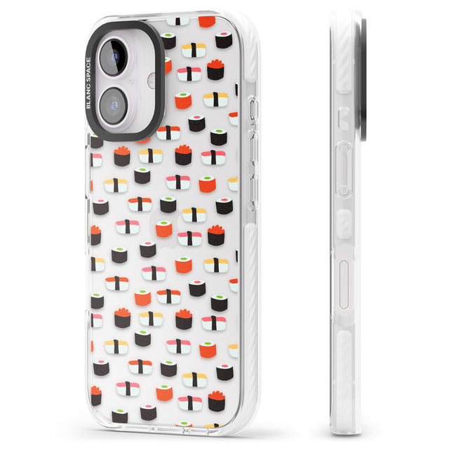 iPhone 16 Pro Max Minimalist Sushi Pattern Black Impact Phone Case