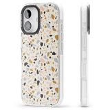 iPhone 16 Pro Max Pale Pink, Blue, & Mocha Terrazzo Pattern Black Impact Phone Case