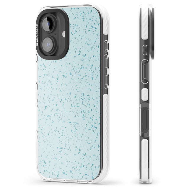 iPhone 16 Pro Max Light Blue Terrazzo Pattern Black Impact Phone Case