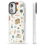 iPhone 16 Pro Max Cute Travel Pattern Cream Black Impact Phone Case