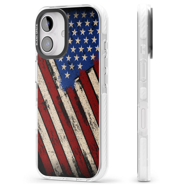 iPhone 16 Pro Max Distressed US Flag Black Impact Phone Case