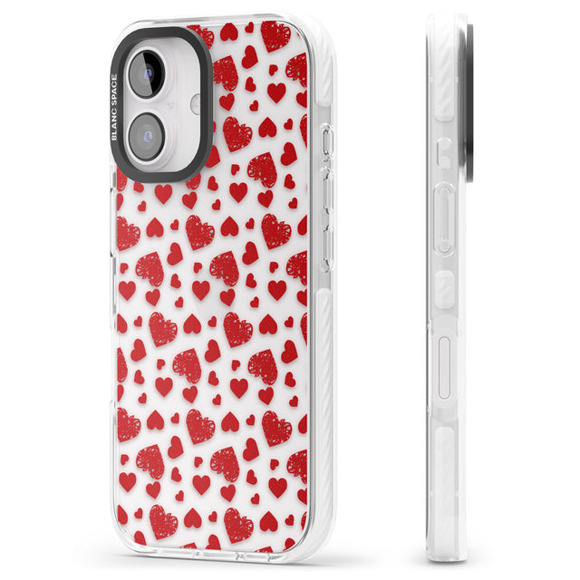 iPhone 16 Pro Max Sketched Heart Pattern Black Impact Phone Case