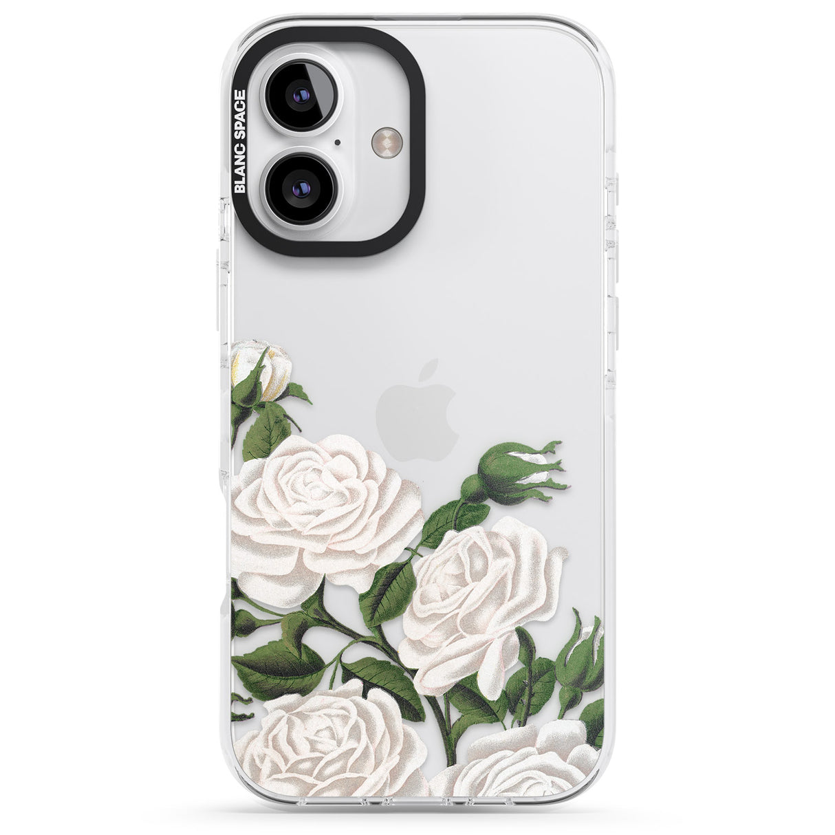 iPhone 16 Pro Max White Vintage Painted Flowers Clear Impact Phone Case + Magsafe