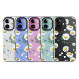 iPhone 16 Pro Max Vintage Painted Daisies Black Impact Phone Case + Magsafe