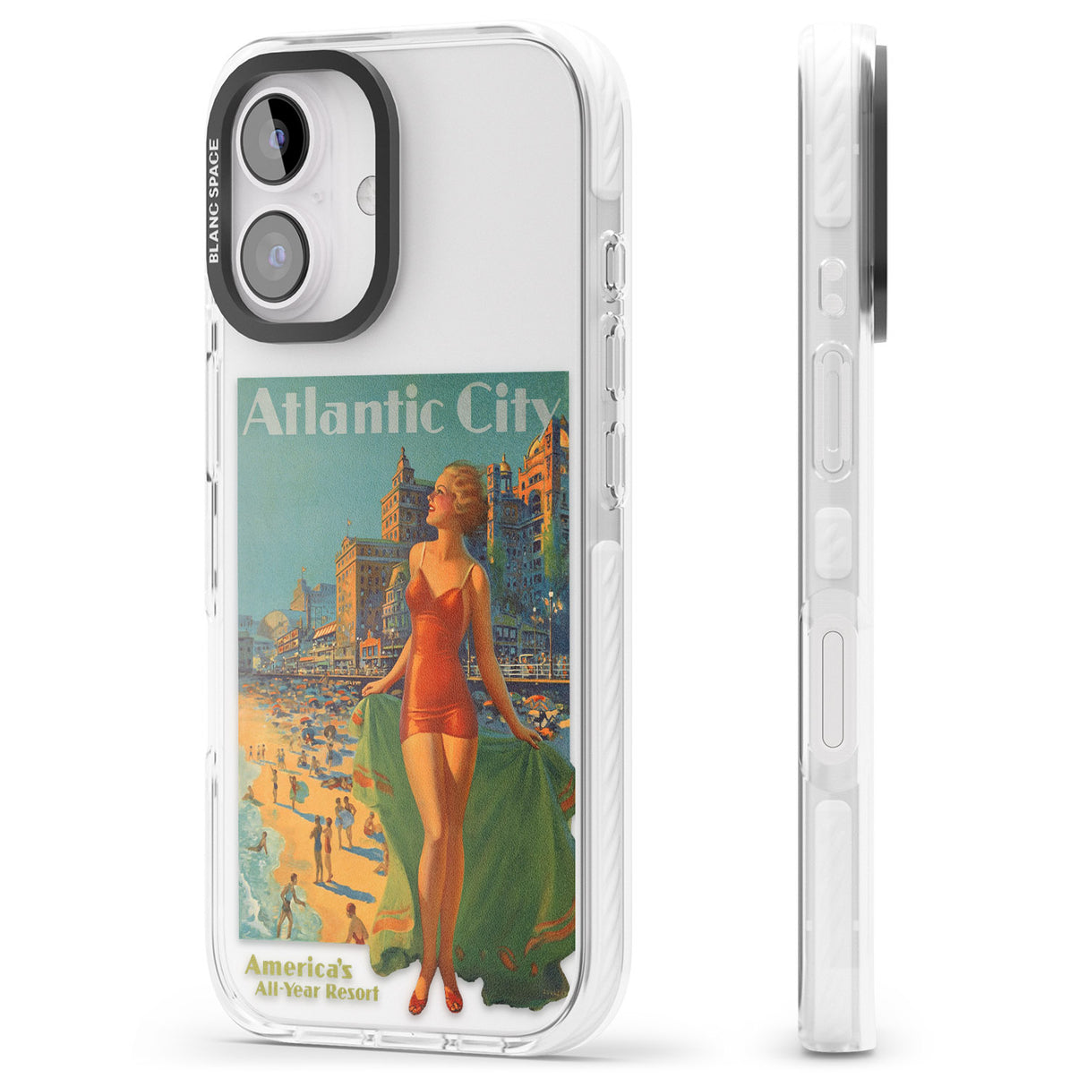 iPhone 16 Pro Max Atlantic City Vacation Poster Black Impact Phone Case