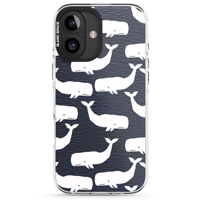 iPhone 16 Pro Max Cute Whales (Transparent) Black Impact Phone Case