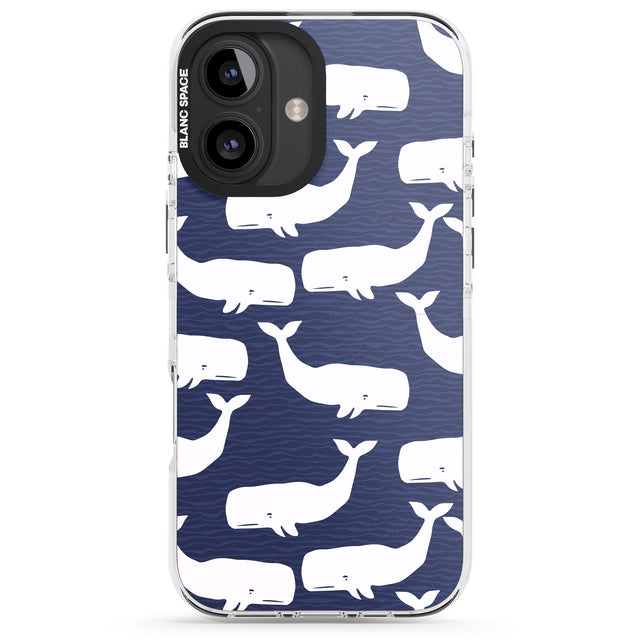 iPhone 16 Pro Max Cute Whales Black Impact Phone Case