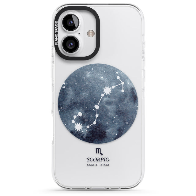 iPhone 16 Pro Max Scorpio Zodiac Transparent Design - Blue Black Impact Phone Case