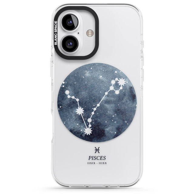 iPhone 16 Pro Max Pisces Zodiac Transparent Design - Blue Black Impact Phone Case