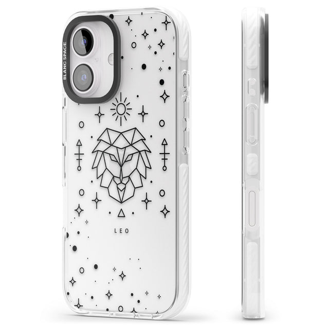 iPhone 16 Pro Max Leo Emblem - Transparent Design Black Impact Phone Case