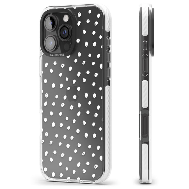 iPhone 16 Pro Max Messy White Dot Pattern Black Impact Phone Case