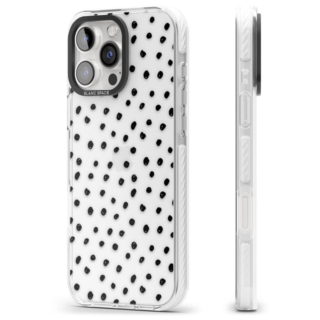 iPhone 16 Pro Max Messy Black Dot Pattern Black Impact Phone Case