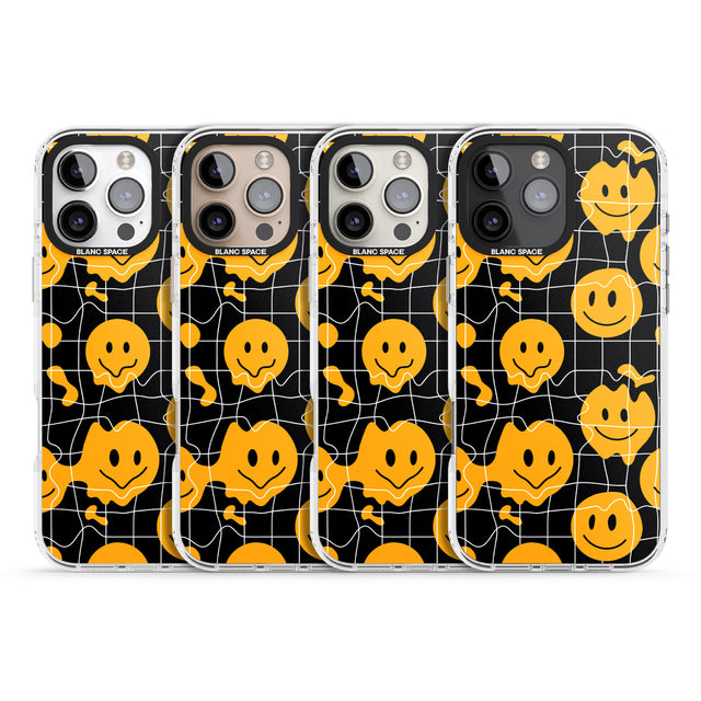 iPhone 16 Pro Max Acid Face Grid Pattern Black Impact Phone Case