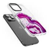 iPhone 16 Pro Max Violet & White Swirl Agate Crystal Clear Design Black Impact Phone Case