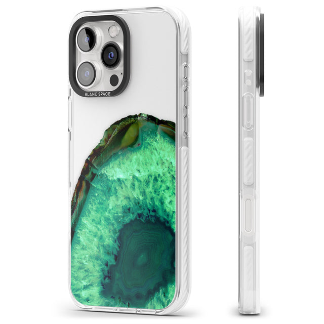 iPhone 16 Pro Max Emerald Green Gemstone Crystal Clear Design Black Impact Phone Case