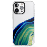 iPhone 16 Pro Max Green & Blue Gemstone Crystal Black Impact Phone Case