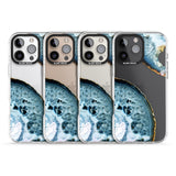 iPhone 16 Pro Max Blue, White & Yellow Agate Gemstone Black Impact Phone Case