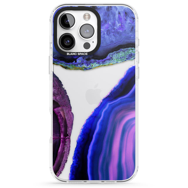 iPhone 16 Pro Max Purple & Blue Agate Gemstone Clear Design Black Impact Phone Case