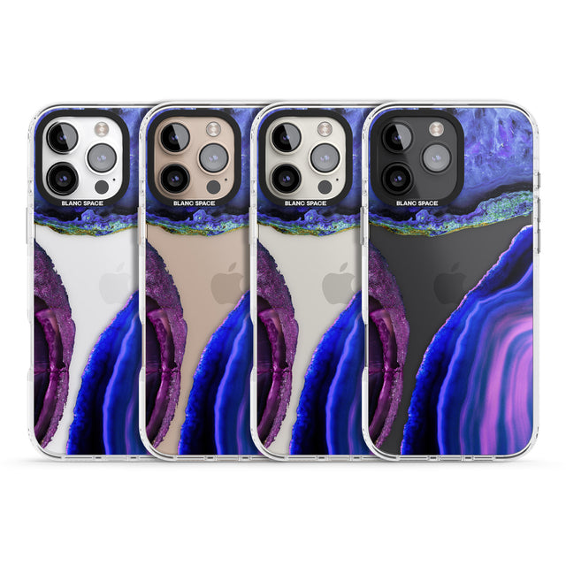 iPhone 16 Pro Max Purple & Blue Agate Gemstone Clear Design Black Impact Phone Case