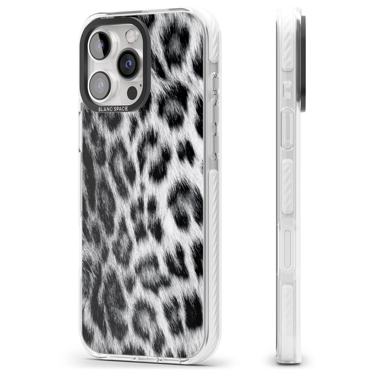 iPhone 16 Pro Max Animal Fur Pattern - Snow Leopard Black Impact Phone Case