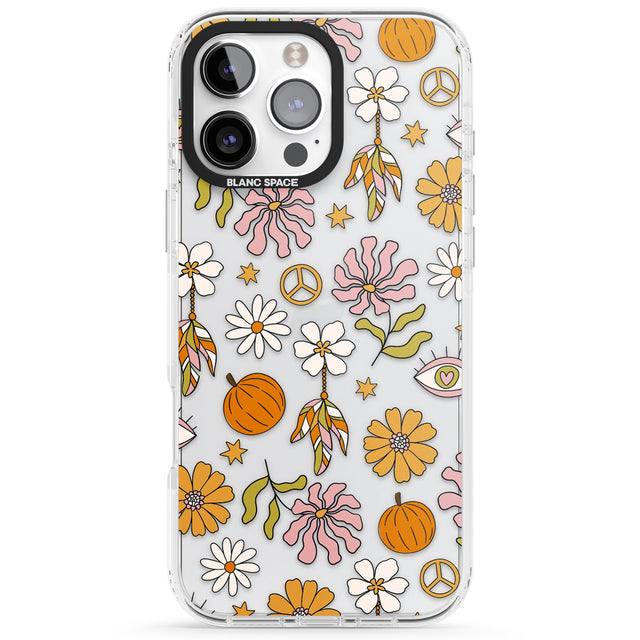 Retro Boho Fall Floral Impact Phone Case for iPhone 16 Pro, iPhone 16 Pro Max