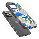 iPhone 16 Pro Max Blue & Grey Daisies Pattern Black Impact Phone Case