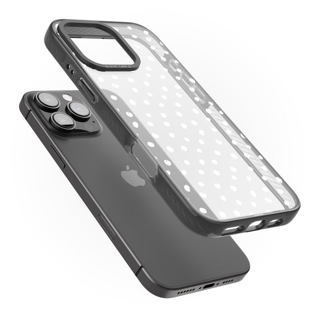 iPhone 16 Pro Max Messy White Dot Pattern Black Impact Phone Case