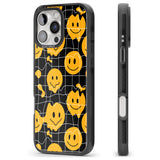 iPhone 16 Pro Max Acid Face Grid Pattern Black Impact Phone Case