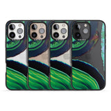 iPhone 16 Pro Max Green & Navy Gemstone Crystal Clear Design Black Impact Phone Case