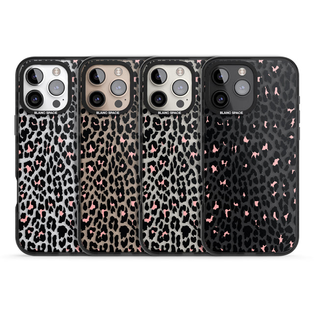 iPhone 16 Pro Max Light Pink Leopard Print - Transparent Black Impact Phone Case