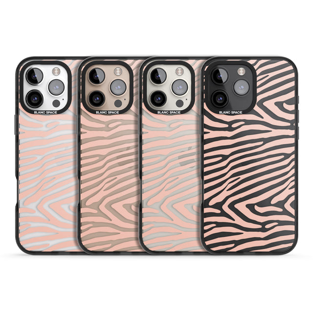 iPhone 16 Pro Max Horizontal Zebra Stripes Transparent Animal Print Black Impact Phone Case