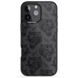 iPhone 16 Pro Max Black Tiger Roar Pattern Black Impact Phone Case