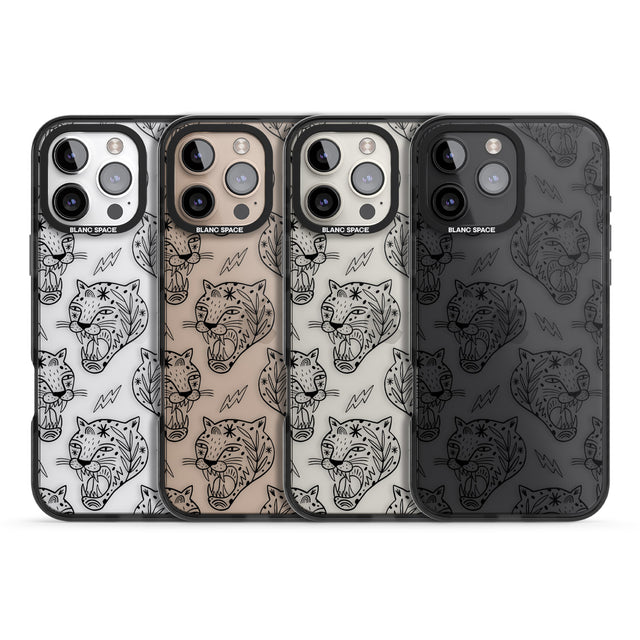 iPhone 16 Pro Max Black Tiger Roar Pattern Black Impact Phone Case