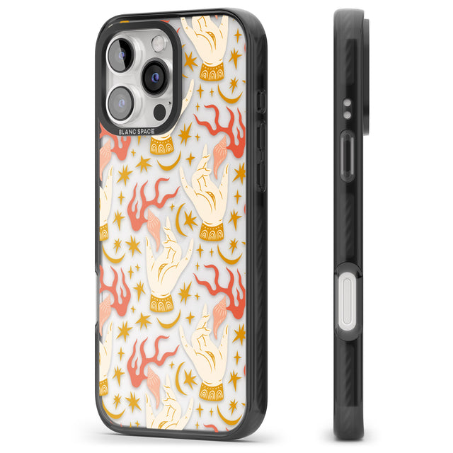 iPhone 16 Pro Max Hand Watcher Pattern Black Impact Phone Case