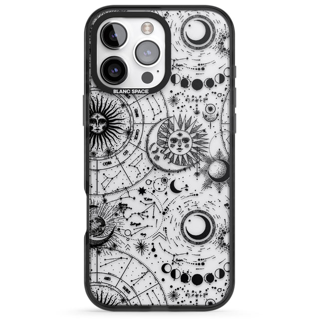 iPhone 16 Pro Max Suns, Moons, Zodiac Signs Astrological Black Impact Phone Case