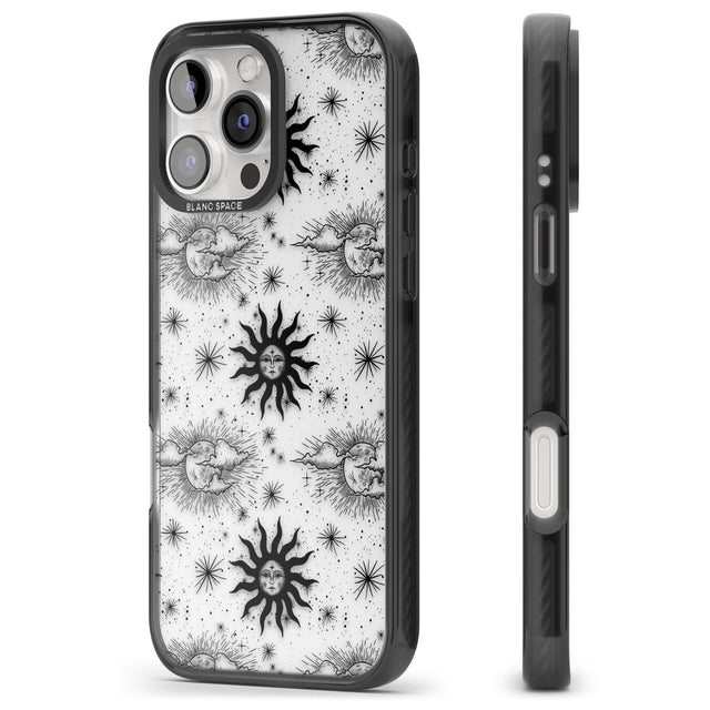 iPhone 16 Pro Max Suns & Clouds Vintage Astrological Black Impact Phone Case