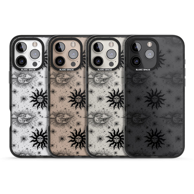 iPhone 16 Pro Max Suns & Clouds Vintage Astrological Black Impact Phone Case