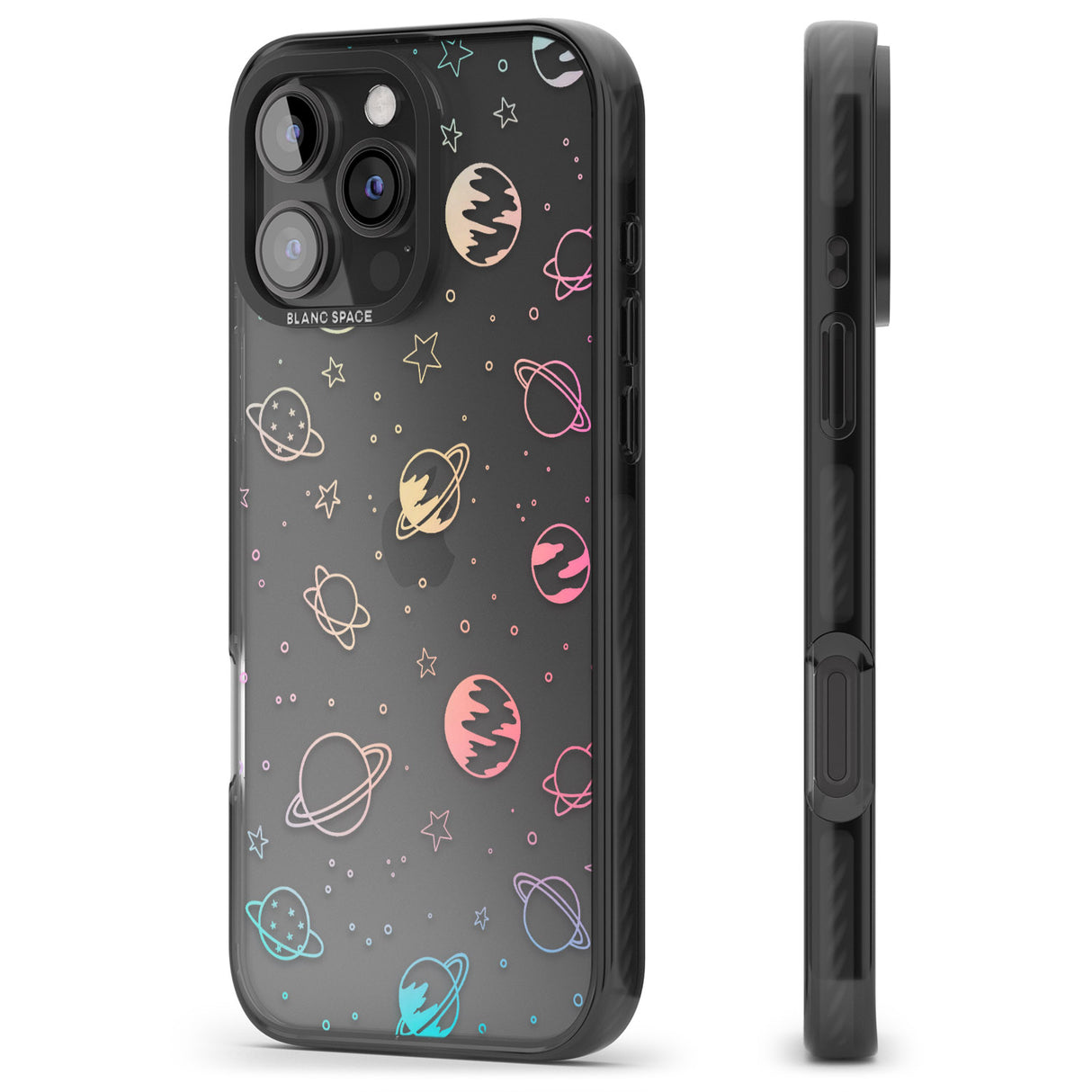 iPhone 16 Pro Max Cosmic Outer Space Design Pastels on Clear Black Impact Phone Case