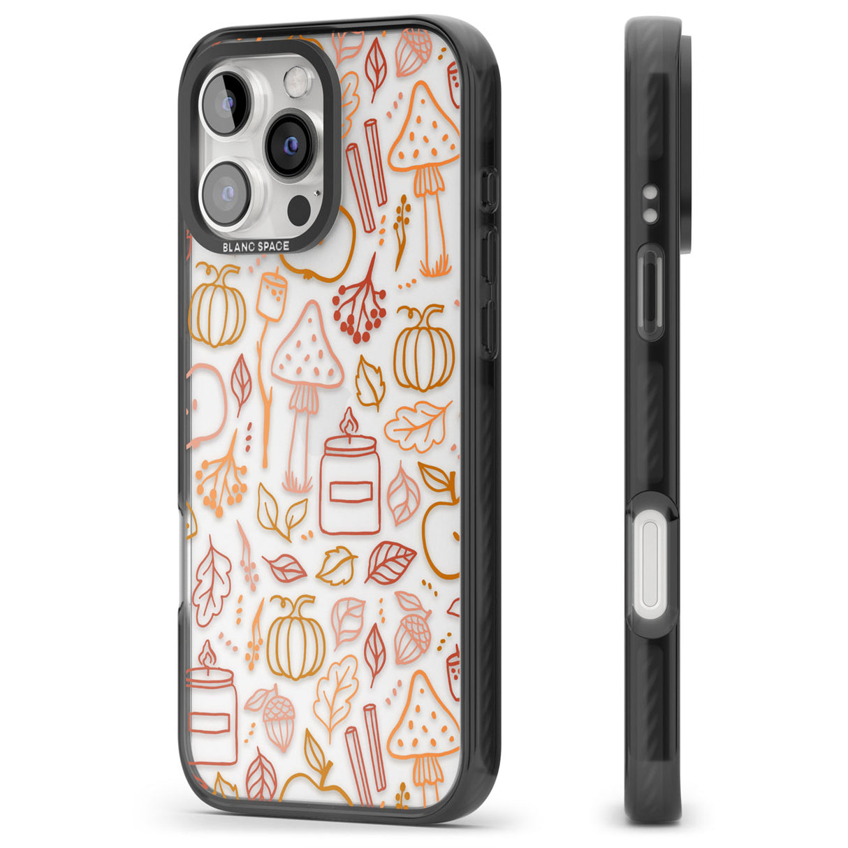 Autumn Line Pattern Black Impact Phone Case for iPhone 16 Pro, iPhone 16 Pro Max