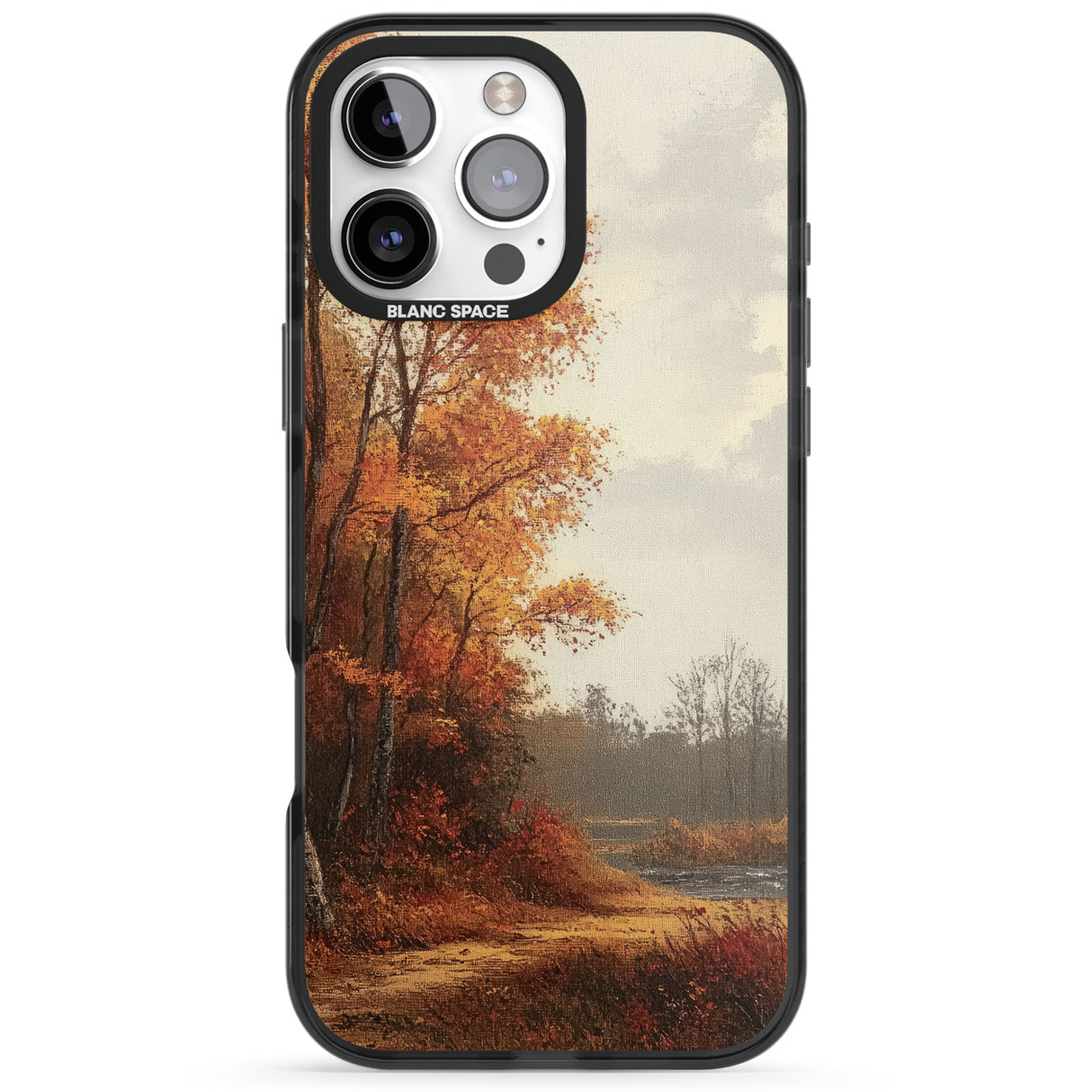 Vintage Autumn Oil Painting Black Impact Phone Case for iPhone 16 Pro, iPhone 16 Pro Max