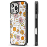 Retro Boho Fall Floral Black Impact Phone Case for iPhone 16 Pro, iPhone 16 Pro Max